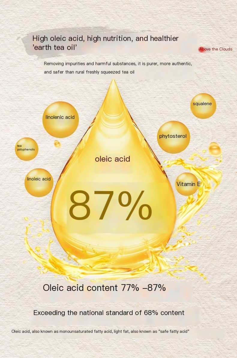 Qiyun Mountain High-Oleic Acid Local Camellia Oil 5L (Camellia Oil) 齐云山高油酸土茶油5L 山茶油