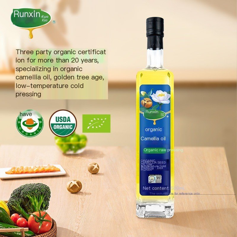 Runxin 500mL Organic Cold-Pressed Camellia Oil
润心500mL有机生榨山茶油
