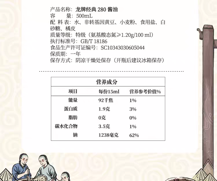 Dragon Brand Classic 285 Soy Sauce 500ml Large Gold Bottle
龍牌經典285醬油500ml大金瓶