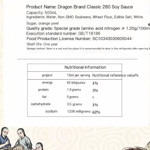 Dragon Brand Classic 285 Soy Sauce 500ml Large Gold Bottle
龍牌經典285醬油500ml大金瓶