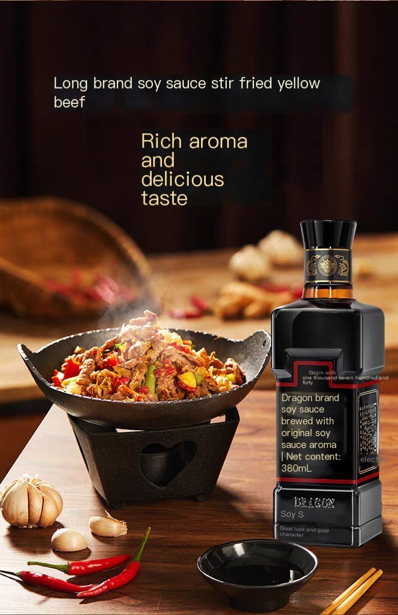 Dragon Brand Original Ecological Soy Sauce 380ml, Dark Soy Sauce for Coloring
龙牌原生态酱油380ml，上色老抽