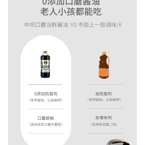 Qingxiangyuan Zhongba Soy Sauce 1.08L Large Bottle Zero Additives Soy Sauce Brewed with Traditional Techniques Mushroom-flavored Fresh Soy Sauce
清香园中坝酱油1.08L大瓶装零添加酱油传统工艺酿造口蘑当鲜生抽