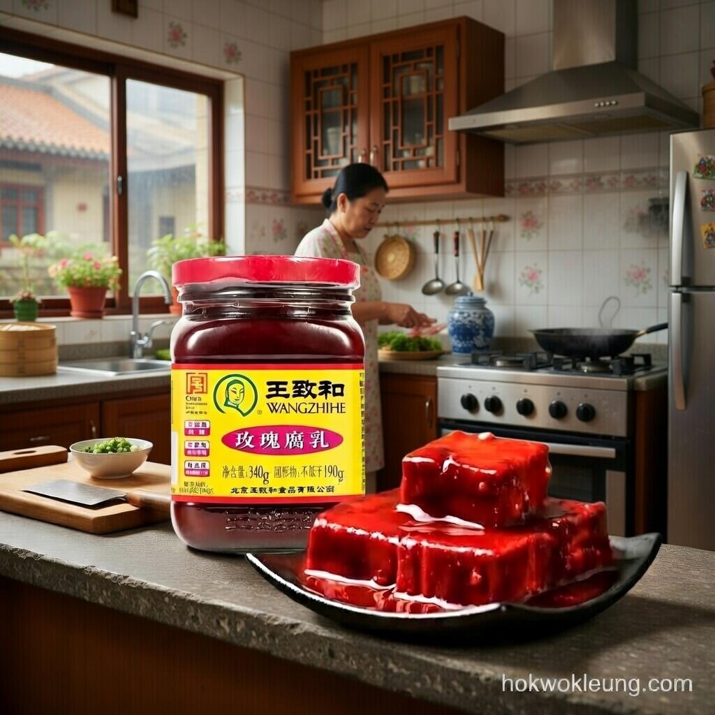 Wangzhihe Rose Fermented Tofu (Red Fang) 340g Jar
王致和玫瑰腐乳（紅方）340g瓶裝
वांगझीहे गुलाब फरमेंटेड टोफू (होंगफांग / लाल किस्म) - 340 ग्राम की बोतल
Wangzhihe Tofu fermentado de rosas (Hongfang / variedad roja) - Frasco de 340 g