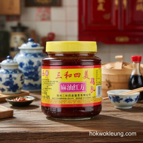Sanhe Simei Sesame Oil Red Fang Fermented Tofu 500g
三和四美麻油紅方腐乳 500g
सानहे सिमेई तिल का तेल लाल फांग किण्वित टोफू 500g
Sanhe Simei Tofu fermentado rojo con aceite de sésamo 500g